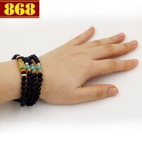 Chuỗi tay 108 hạt đá lam sa đen 6 ly