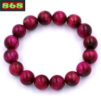 Chuỗi tay đá mắt hổ hồng 12 ly 16 hạt, vòng tay chuỗi hạt