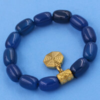 Chuỗi tay Đá Thạch anh xanh dương bầu - Charm Bát Quái inox VTAXDBBQV12  - Charm inox đen