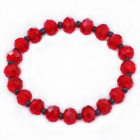 Chuỗi tay Pha lê đỏ Cắt giác 8 ly phối thạch anh đen CTFLOGTAE8 - Vòng chuỗi phong thủy - Không kèm hộp