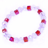 Chuỗi tay Pha lê trắng giác 8 ly phối pha lê đỏ vuông CTFLTRGHFLOV8 - Vòng chuỗi phong thủy - Không kèm hộp