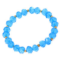 Chuỗi tay Pha lê xanh biển cắt giác 8 ly phối hạt vàng CTFLXBGBVK8 - Vòng chuỗi phong thủy - Kèm hộp gỗ