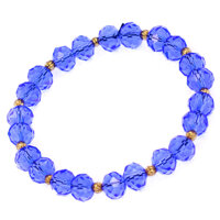 Chuỗi tay Pha lê xanh dương cắt giác 8 ly phối hạt vàng CTFLXDGHBVK8 - Vòng chuỗi phong thủy - Kèm hộp gỗ