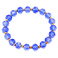 Chuỗi tay Pha lê xanh dương cắt giác 8 ly phối hạt vàng CTFLXDGBVK8 - Vòng chuỗi phong thủy - Kèm hộp gỗ