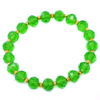 Chuỗi tay pha lê xanh lá cắt giác 8 ly phối hat vàng CTFLXLGTAE8 - Vòng chuỗi phong thủy - Không kèm hộp
