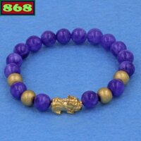 Chuỗi tay tím 8 ly tỳ hưu inox vàng VVRITHVB8, vòng tay chuỗi hạt