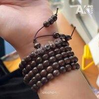 Chuỗi tràng 108 hạt gỗ mun tinh dầu trầm + lá Bồ Đề