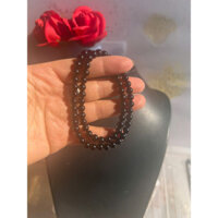 Chuỗi vòng tay đá đen (giống thạch anh) hạt 6 li chun co dãn cuốn tay 2 vòng shop gửi kèm dây hàng Nhật