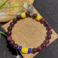 Chuỗi Vòng Tay Đá Hạt Lựu Đỏ (Garnet) Tỳ Hưu Hợp Kim S6310