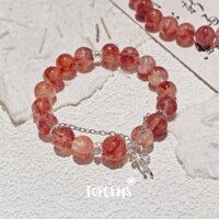 Chuỗi Vòng Tay Đá Phong Thuỷ Hematoid Đỏ Mix Dây Bạc 925 TOPGEMS Lắc Tay Đá Hematoid Đỏ 8mm dòng Blood Stone Tự Nhiên