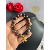 Chuỗi vòng tay gỗ hóa thạch bóng đẹp tự nhiên hạt 10 li mix charm bền không hít xi vàng freesize chun co dãn hiện tại 55