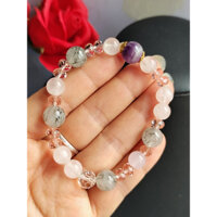 Chuỗi vòng tay mix nhiều đá thạch anh tóc đen hồng tím pha lê rất đẹp freesize hàng đấu Nhật độ mới cao