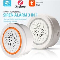 Chuông báo động kiêm cảm biến nhiệt độ, độ ẩm Wifi/ Zigbee Tuya 3 in1