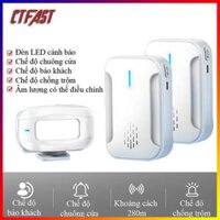Chuông Báo Khách Cửa Hàng, Báo Động Chống Trộm Cảm Biến Chuyển Động Hồng Ngoại Không Dây CTFAST 02 - Lời Chào Báo Khách Ghé Thăm, Dọa Trộm Xâm Nhập - 1 đầu thu - 2 đầu phát