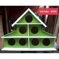 Chuồng bồ câu 7 lỗ bằng gỗ sơn màu xanh lá nuôi 3-4 cặp chim bồ câu