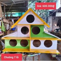 Chuồng chim gỗ 7 lỗ nuôi chim bồ câu màu như hình