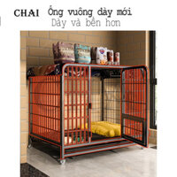 Chuồng chó 4 bánh kim loại đậm 125x95x110CM có giếng trời và khay đựng thú cưng nhà ngủ cho chó chuồng quây Lồng lớn DYN