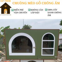Chuồng chó gỗ MDF xanh chống ẩm, Nhà cho pet DOGV01