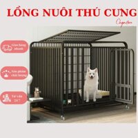 Chuồng chó inox mạ kiềm, lồng chó mèo nan ống cao cấp sơn tĩnh điện có bánh xe giúp di chuyển dễ dàng