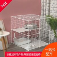 Chuồng cho mèo, biệt thự cho mèo, chuồng lớn ba tầng có mái che, chuồng lưới sắt có thể lắp ráp tự do, nhà cho mèo