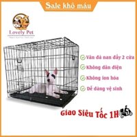 Chuồng chó mèo sơn tĩnh điện - Lồng cho chó mèo gấp gọn tặng kèm khay lót gấp gọn tiện lợi