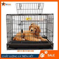 Chuồng Chó Mèo Vân Đá Sơn Tĩnh Điện Chuồng Thú Cưng Bằng Sắt Cao Cấp Size M 60 x 45 x 50 cm