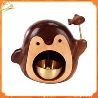 Chuông cửa bằng gỗ, Chuông gió quả óc chó màu đen, Chuông đồng, Dòng chim cánh cụt, Quà tặng trang trí nhà cửa.