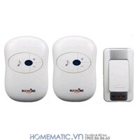Chuông cửa không dây 2 chuông MJRHOME nút bấm chuông cửa nhỏ gọn H-A16E-2