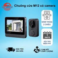 Chuông cửa không dây, Chuông cửa có camera, đàm thoại 2 chiều dễ dàng xử dụng không cần kết nối app, điện thoại