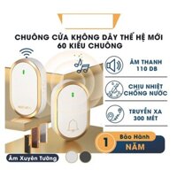 Chuông Cửa Không Dây Thông Minh Xuyên Tường Chống Nước Không Dùng Pin Truyền Xa 300m Cực Nhạy