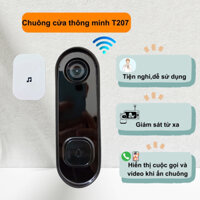 Chuông cửa thông minh video T207 chống thấm nước IP65 màu đen