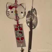 Chuông gió micro phong cách Hello Kitty, chuông gió dễ thương Nhật Bản, trang trí treo xe mini, quà tặng sinh nhật, phụ kiện