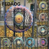 Chuông gió xoay FEDAOG, Trang trí nội thất Chuông gió màu sắt, Mặt dây chuyền sân vườn sáng tạo Mandala Họa tiết gió Spinner