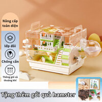 Chuồng hamster đặc biệt Bộ vật dụng hoàn chỉnh trong lồng nuôi chuột hamster biệt thự lớn bằng acrylic hai lớp
