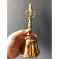 Chuông Lắc Cầm Tay Bằng Đồng Vàng  - Pháp Khí Phật Giáo Kích Thước 19cm