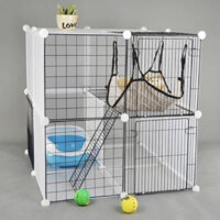 CHUỒNG LỒNG NUÔI MÈO 2 TẦNG MẪU NHƯ ẢNH(CHẤT LIỆU LƯỚI SẮT PHUN SƠN TĨNH ĐIỆN) SIZE D70 R70 H70CM