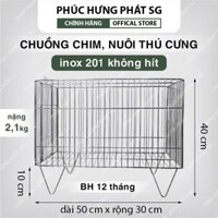 Chuồng lồng nuôi thú cưng, lồng tắm chim- VŨ KHẢI Inox cao cấp dài 50cm rộng 30cm cao 40cm.