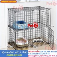 Chuồng Mèo 2 Tầng Lưới Sắt Lắp Ghép Đa Năng Cho Thú Cưng Thỏ