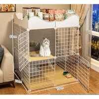 Chuồng mèo 3 tầng 2 tầng giá rẻ đẹp lắp ghép đa năng đơn giản với lưới sắt sơn tĩnh điện làm lồng quây thú cưng