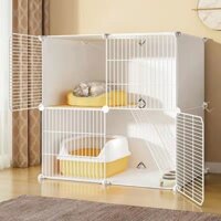 Chuồng mèo có nhà vệ sinh, biệt thự, không gian trống rộng rãi, chuồng mèo trống trong nhà, tổ mèo nhỏ ba tầng gia đình