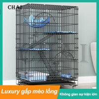 Chuồng mèo gấp gọn 3/4 Tầng chuồng mèo 4 tầng cao 115cm -Có bánh xe khay vệ sinh,cầu thang Có thể chứa nhiều mèo lớn ZEW