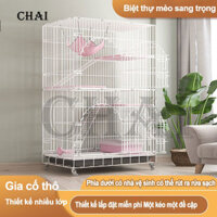 Chuồng mèo gấp gọn 3/4 Tầng Lồng mèo có bánh xe Lồng Nan Ống Nhiều Tầng,2Tầng Không có bánh xe 8P0V