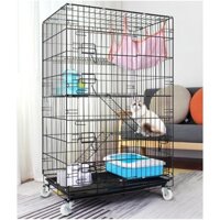 Chuồng mèo gấp gọn 4 tầng 1 mét 15-có bánh xe khay vệ sinh và đầy đủ phụ kiện