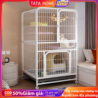 Chuồng mèo nan ống 3 tầng-5 tầng Lồng mèo có bánh xe và hồng kèm hình thật shop chụp Lồng mèo chắc chắn Nhà mèo di động