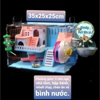Chuồng mica full phụ kiện cho Hamster 35X25X25cm