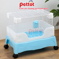 Chuồng thỏ cảnh chuột lang bọ ú chó mèo khay rút có thanh chắn chống văng sạch sẽ nam nhựa - Pettot