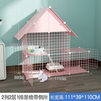 CHUỒNG/LỒNG/NHÀ NUÔI MÈO 2 TẦNG CÓ MÁI CHE CHẤT LIỆU LƯỚI SẮT PHUN SƠN TĨNH ĐIỆN (H110CM R35CM D110CM) - A360