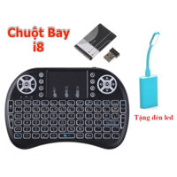 Chuột Bay Kiêm Bàn Phím Không Dây I8 Chuyên dùng Cho Smart Tivi & Android Box  tặng đèn led