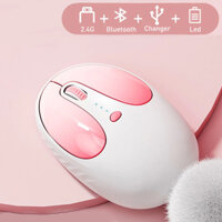 Chuột Bluetooth Ba Chế Độ Im Lặng Sạc Nhanh Màn Hình Nguồn Hình Thỏ Màu Hồng Thích Hợp Cho ipad