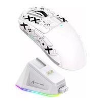 Chuột Bluetooth trắng Attack Shark X11 PAW311, Kết nối ba chế độ, Đế sạc từ tính cảm ứng, Chuột chơi game siêu nhẹ